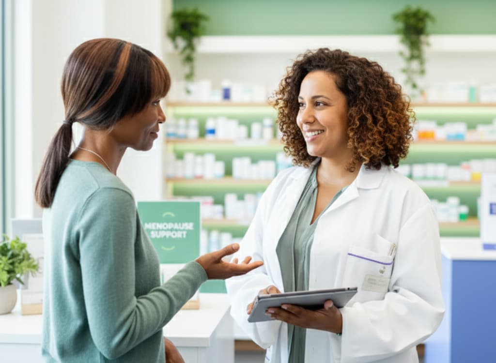 Female pharmacist consulting with patient