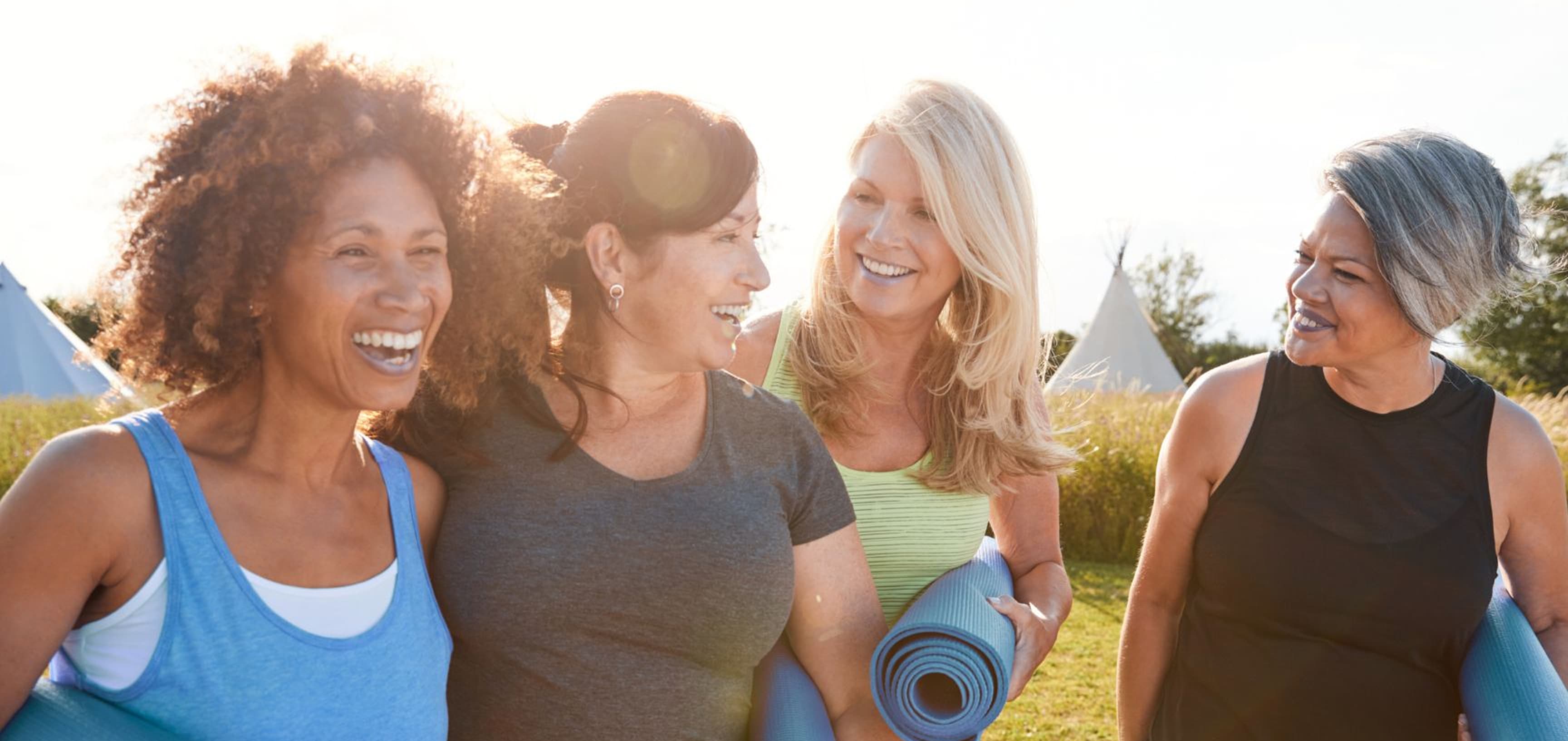 Two women walking outdoors